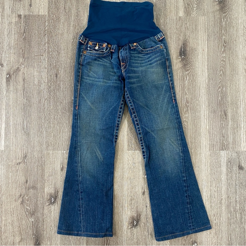TRUE RELIGION Maternity Jeans Women’s Size 31 dark wash casual wide leg